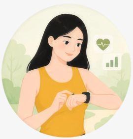 Cô gái kiểm tra sức khỏe trên đồng hồ thông minh